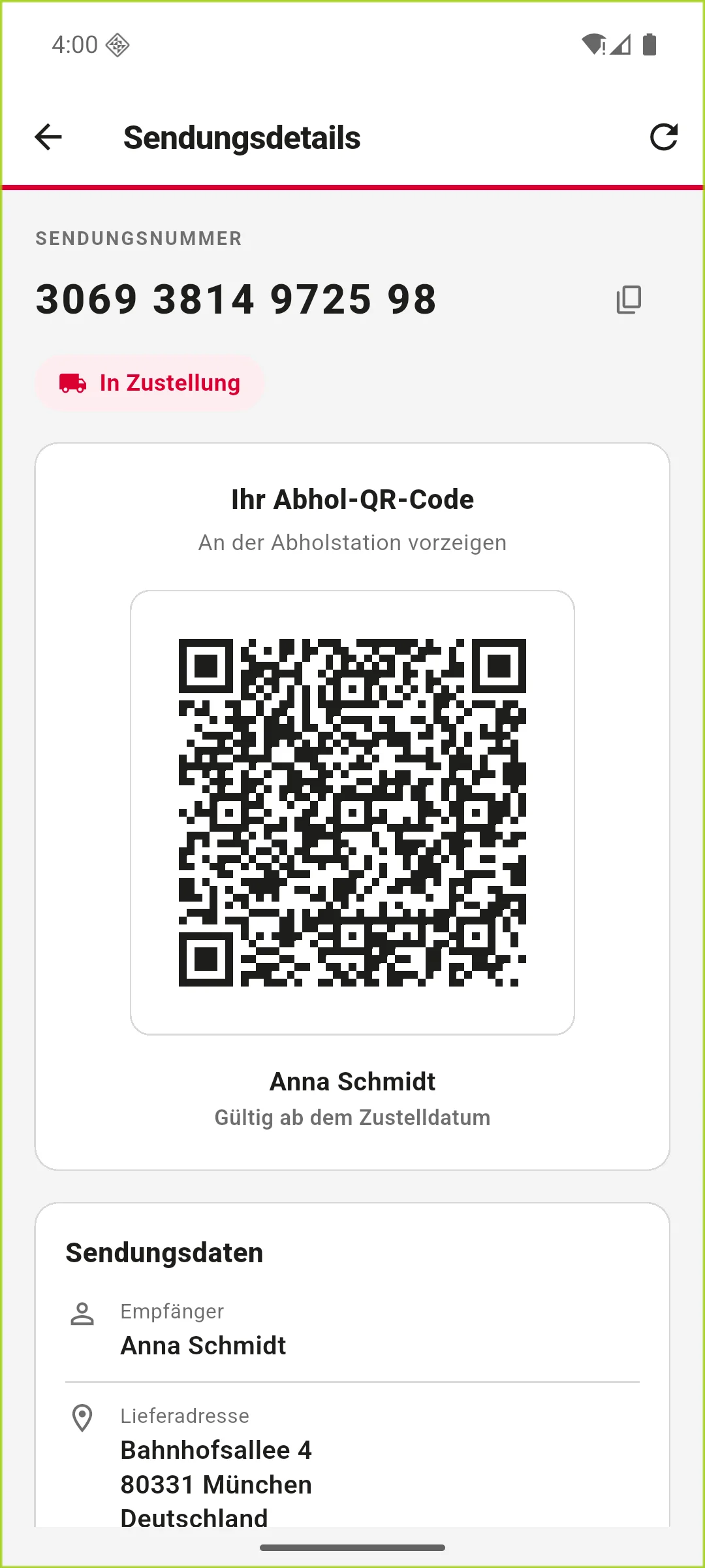 In Zustellung