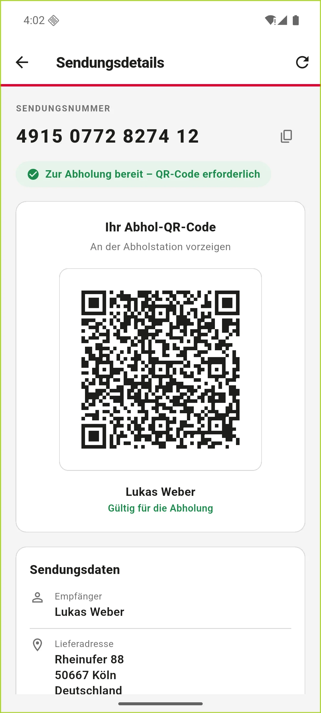 Zur Abholung bereit